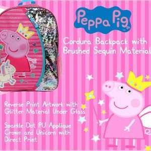 Peppa Pig Backpack for Girls for Kindergarten & Elementary School, 16 Inch, Flip Sequins & Glitter Bookbag with Padded Back & Adjustable Shoulder Straps - 6