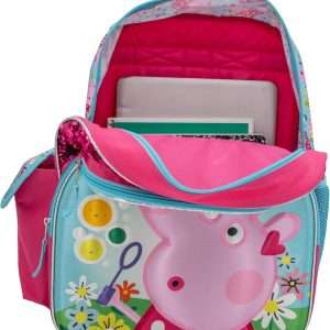 AI ACCESSORY INNOVATIONS Peppa Pig 16” Backpack, Girls Travel Bag Featuring Flip Sequins & 3D Molded Satin Front Zip Pocket, Pink - 6