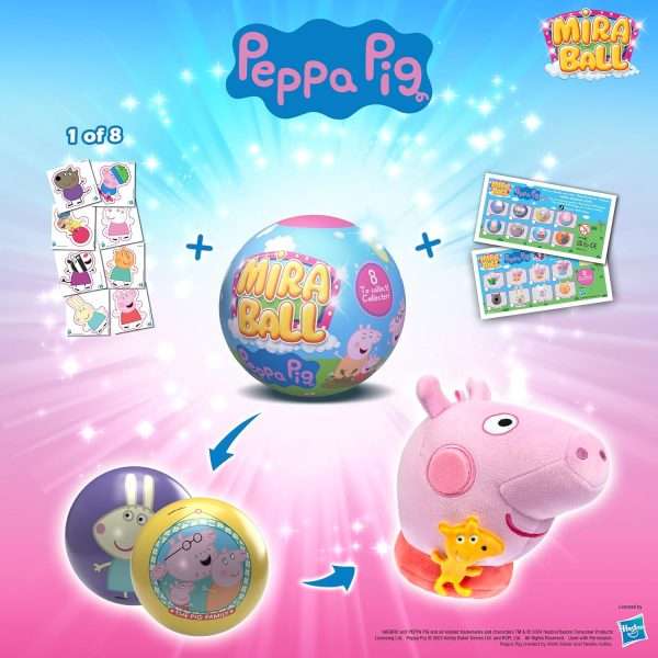 Peppa Pig, Blind Box Surprise Plushies - Mystery Action Figures Toy, Cute Stuffed Animal - Great for Gifts & Party Favors, Aged 3+ (1-Pack) - 2