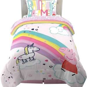 Franco Kids Bedding Super Soft Comforter and Sheet Set, 4 Piece Twin Size, Peppa Pig - 1