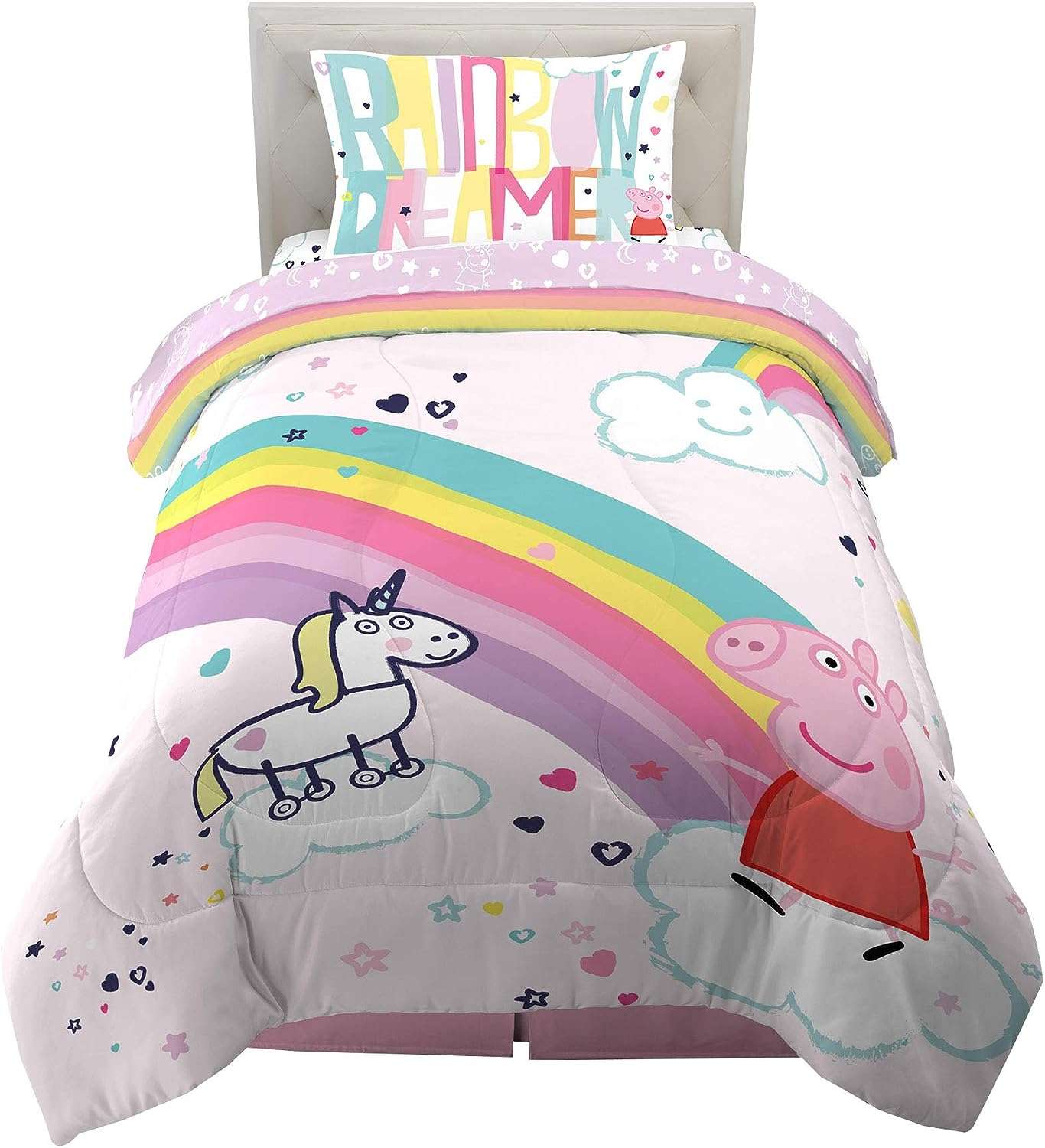Franco Kids Bedding Super Soft Comforter and Sheet Set, 4 Piece Twin Size, Peppa Pig - 1