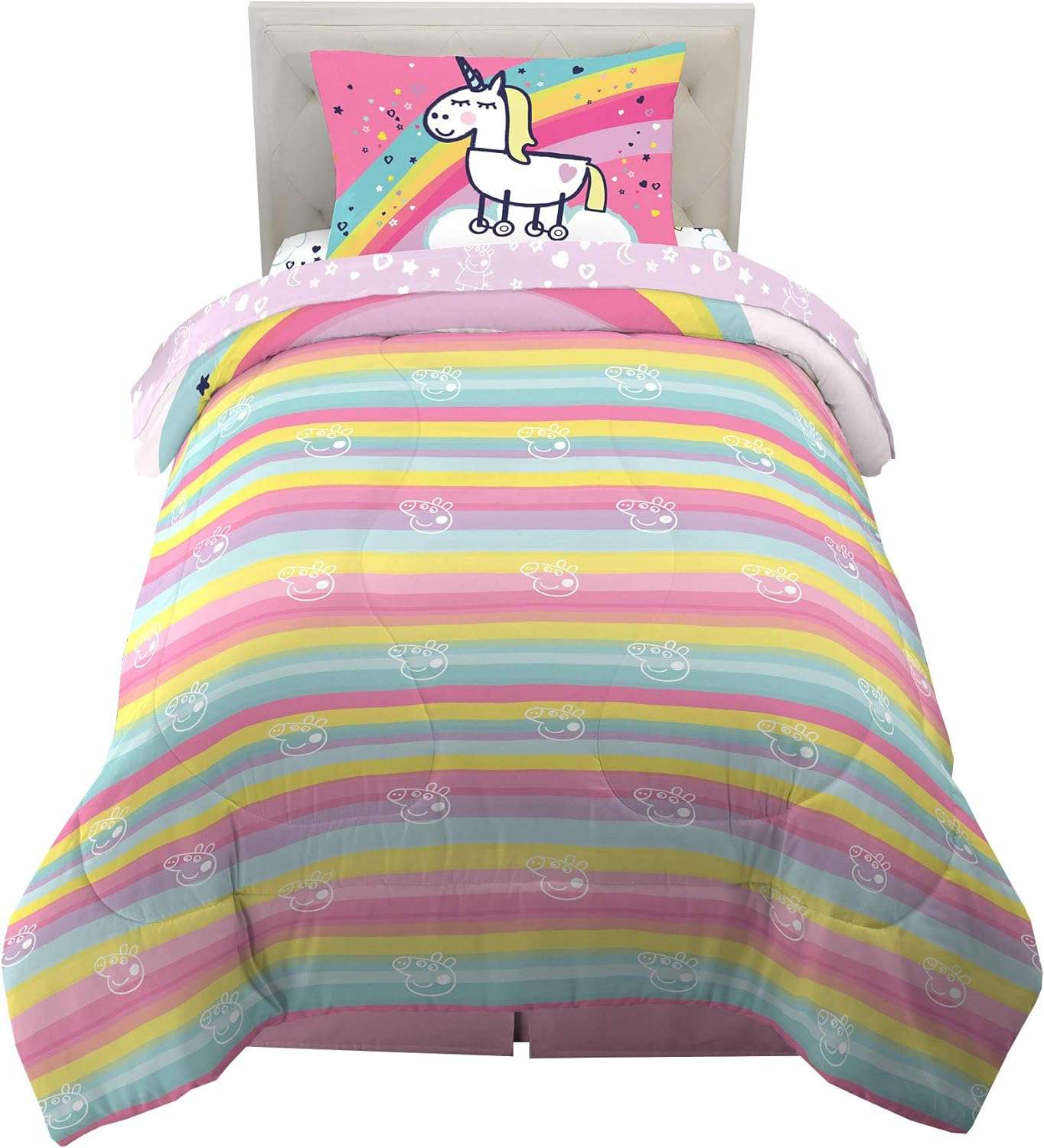 Franco Kids Bedding Super Soft Comforter and Sheet Set, 4 Piece Twin Size, Peppa Pig - 2