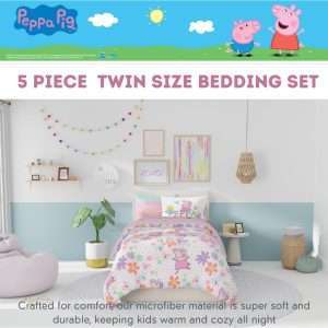 Franco Peppa Pig Kids Bedding Super Soft Comforter and Sheet Set with Sham, 5 Piece Twin Size, (Officially Licensed Product) - 2
