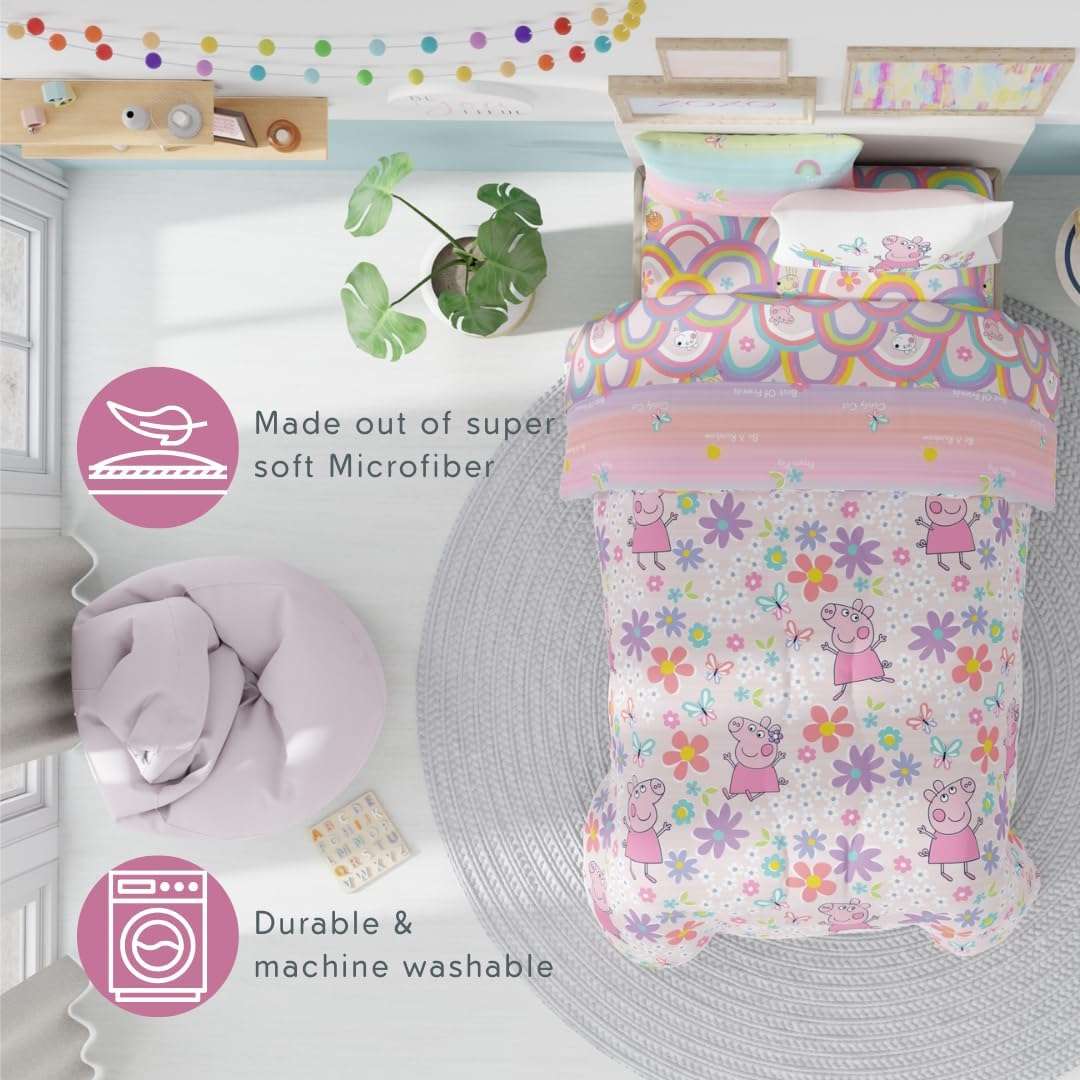 Franco Peppa Pig Kids Bedding Super Soft Comforter and Sheet Set with Sham, 5 Piece Twin Size, (Officially Licensed Product) - 5