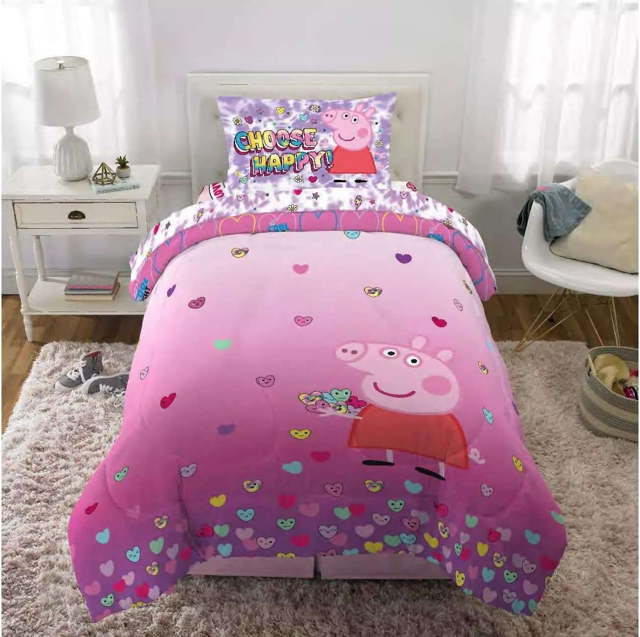 Franco Peppa Pig Twin Reversible Comforter and 3 Piece Twin Sheet Set - 1