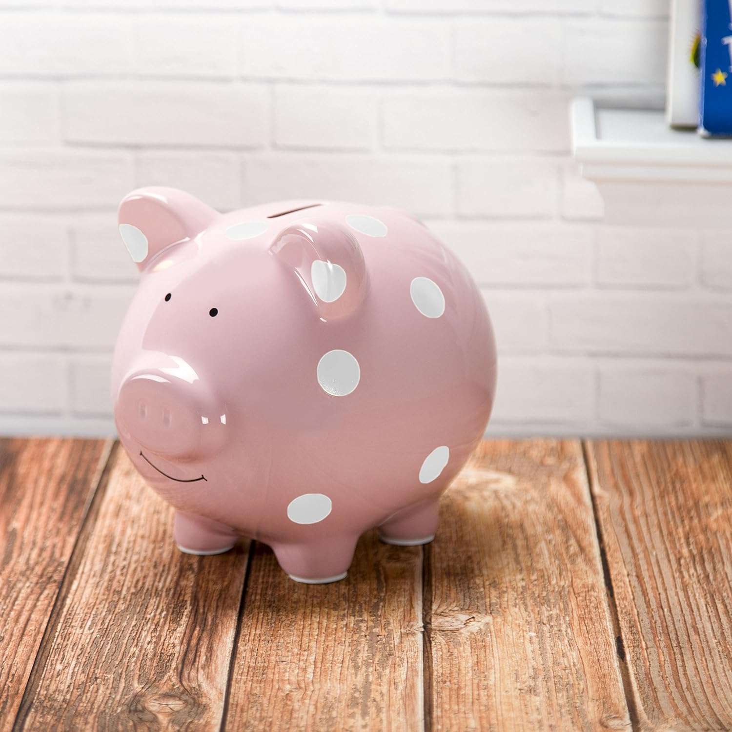 Pearhead Ceramic Piggy Bank, Baby Girl Nursery Décor, Money Bank For Kids, Baby Keepsake, Gift For New And Expecting Parents, Pink Polka Dots - 2