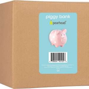 Pearhead Ceramic Piggy Bank, Baby Girl Nursery Décor, Money Bank For Kids, Baby Keepsake, Gift For New And Expecting Parents, Pink Polka Dots - 4