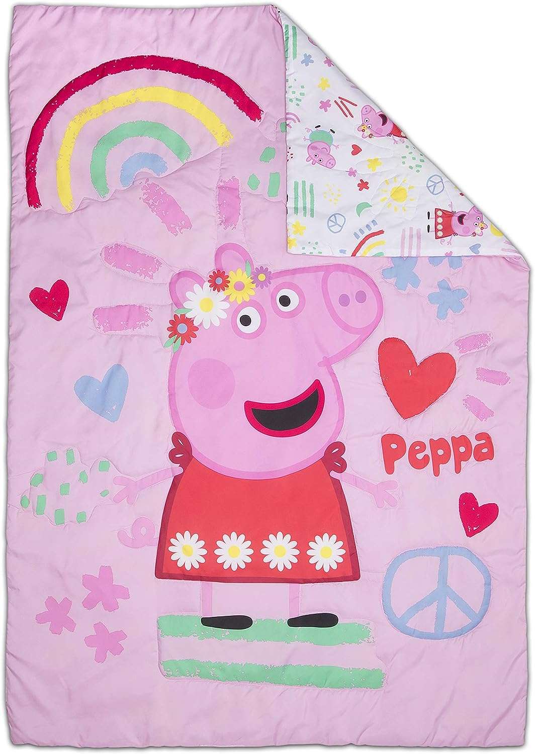Peppa Pig Be Nice & Kind 4 Piece Toddler Bedding Set - Includes Comforter, Sheet Set - Fitted and Top Sheet + Reversible Pillow Case for Girls Bed, Pink - 2