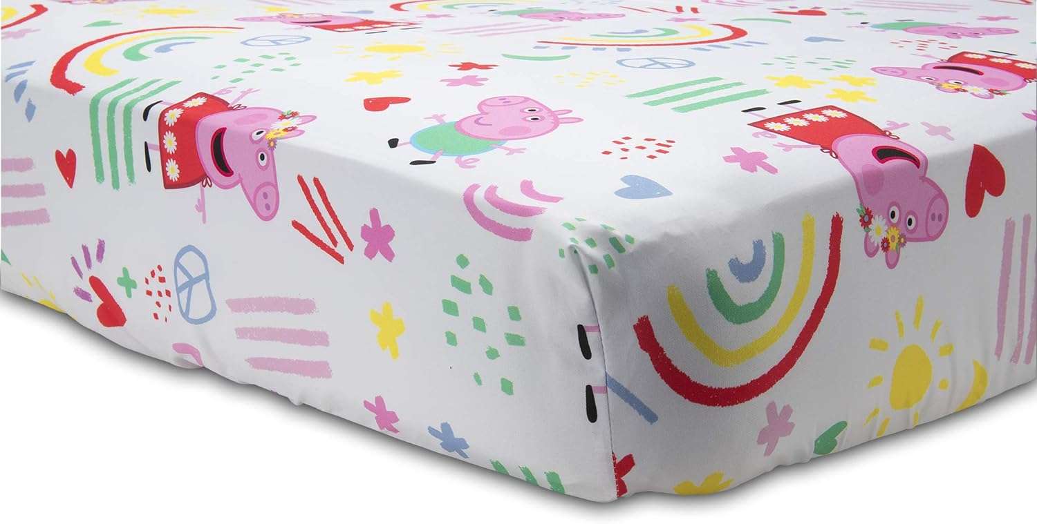 Peppa Pig Be Nice & Kind 4 Piece Toddler Bedding Set - Includes Comforter, Sheet Set - Fitted and Top Sheet + Reversible Pillow Case for Girls Bed, Pink - 4