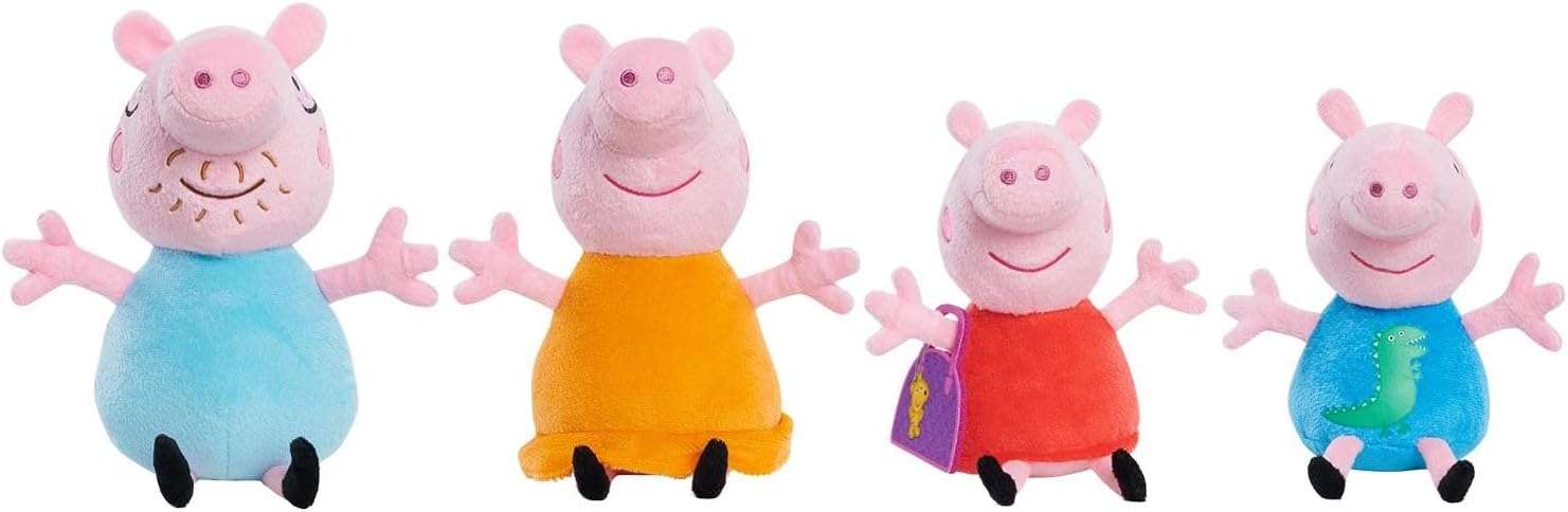 Peppa Pig Family Small Plush Stuffed Animal 4-piece Set, Mummy Pig, Daddy Pig, George, for Ages 2 Up, Amazon Exclusive by Just Play - 1
