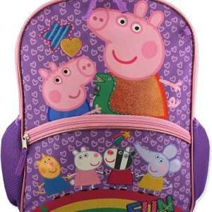 Peppa Pig Girls 5 piece Backpack and Lunch Bag School Set (One Size, Pink-Purple) - 2
