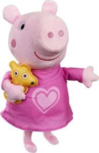 Peppa Pig Peppa’s Bedtime Lullabies Singing Plush Doll, 11 Inch Interactive Stuffed Animal, Preschool Toys for 18 Month Year Old Girls and Boys and Up, with Teddy Bear Accessory - 1