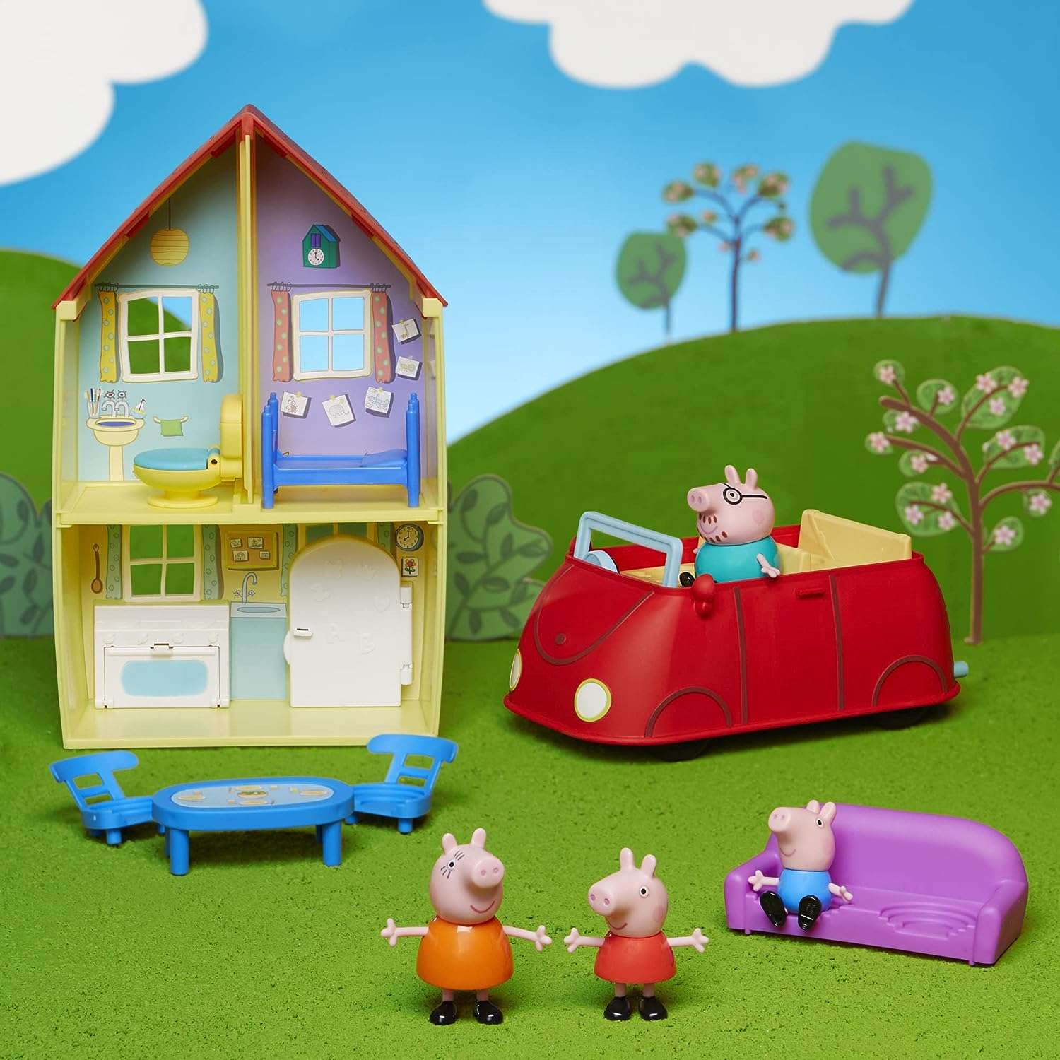 Peppa Pig Toys Peppa's Family Home Combo , House Playset with 4 Figures and Car , Preschool Toys for 3 Year Old Girls and Boys and Up - 3