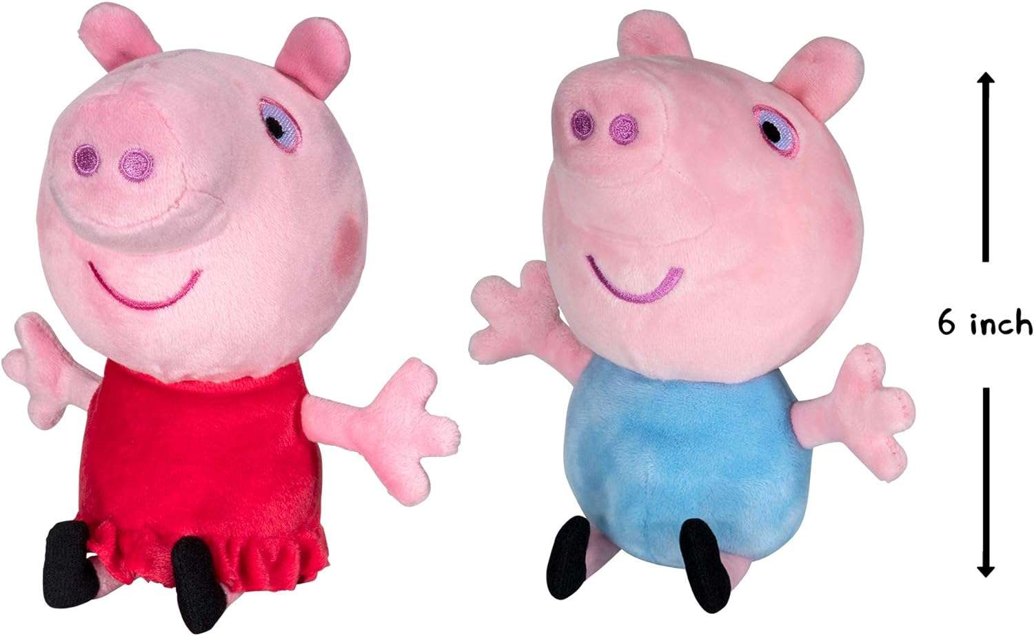 Peppa Pig and George Squeeze & Squish Plush Set, 6 – Soft & Cuddly Stuffed Animals - Toy Gift for Kids - 4
