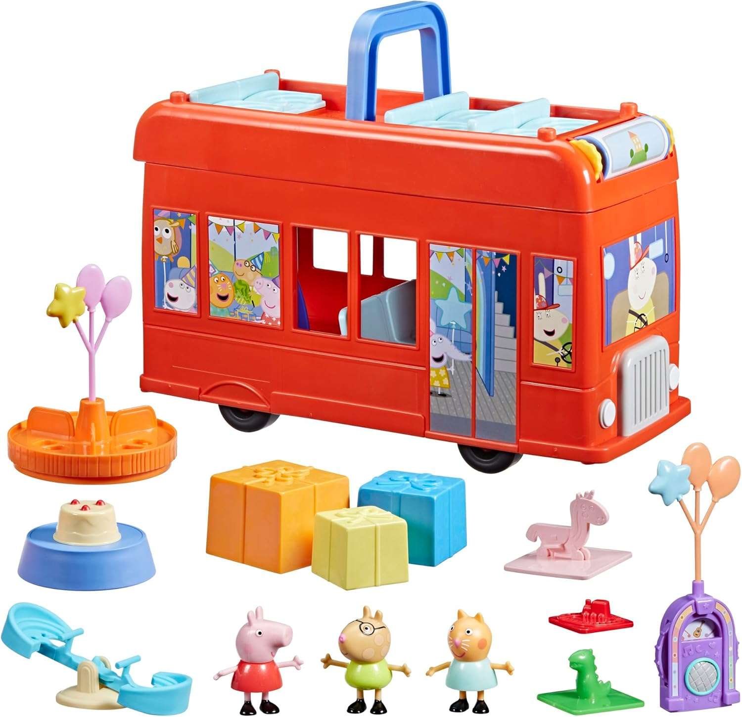 Peppa Pig 2-in-1 Party Bus Playset with 3 Figures and 13 Accessory Pieces, Preschool Toys for Girls and Boys 3 and Up - 15