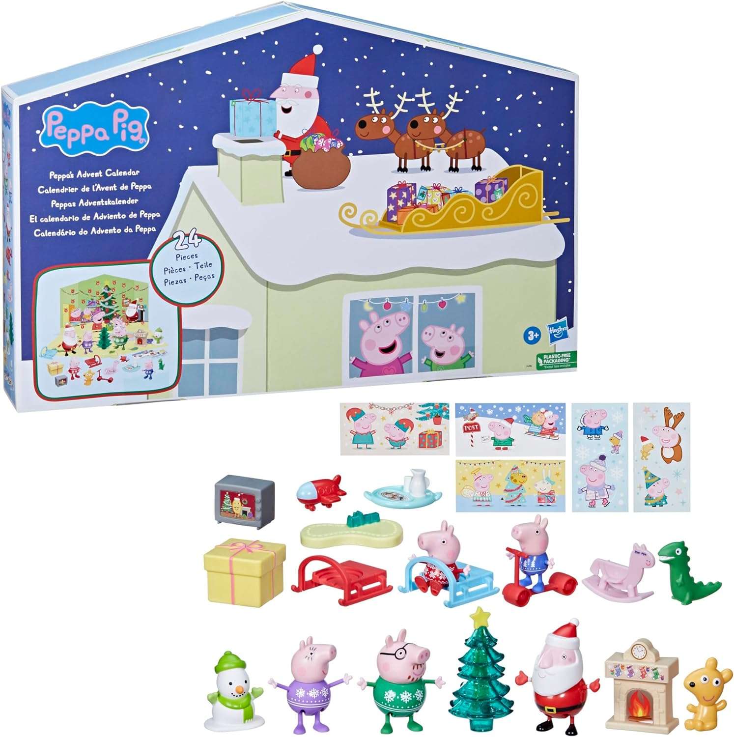 Peppa Pig Advent Calendar with 24 Surprise Toys and Stickers Including 5 Peppa Pig Figures, Preschool Toys for 3 Year Old Girls and Boys and Up - 1