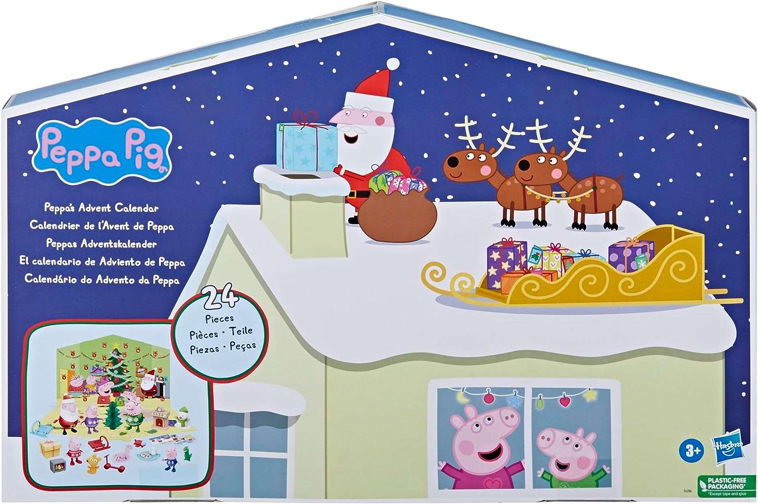 Peppa Pig Advent Calendar with 24 Surprise Toys and Stickers Including 5 Peppa Pig Figures, Preschool Toys for 3 Year Old Girls and Boys and Up - 2