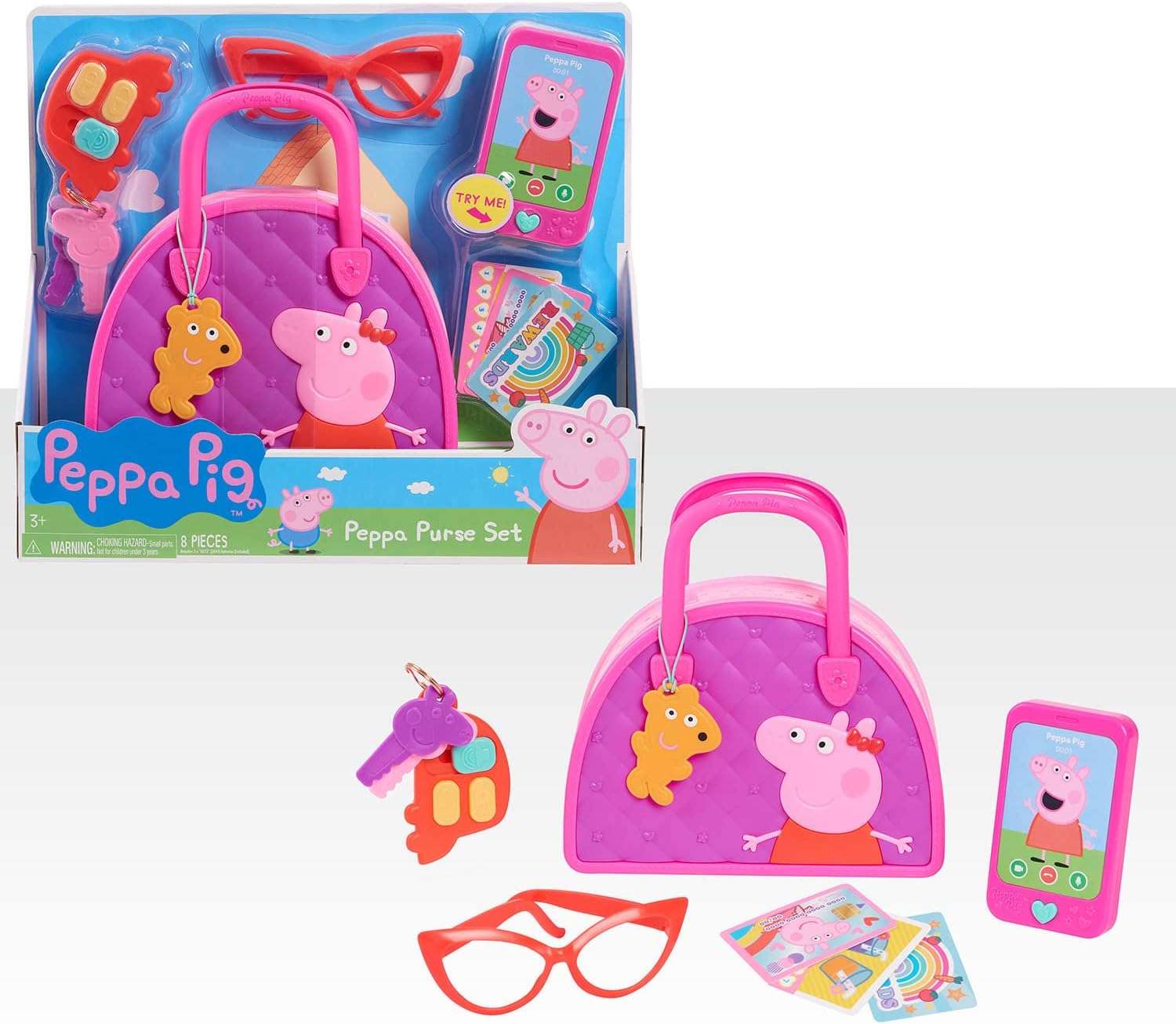 Peppa Pig Bag Set, Dress Up & Pretend Play, 8-pieces, Interactive Toy, Sounds and Lights, Kids Toys for Ages 3 Up by Just Play - 1
