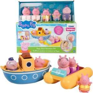Toomies Peppa Pig Bath Toys - Peppa’s Boat Adventure Bath Toy Set - Includes 2 Boat Toys and 5 Peppa Pig Figures - Peppa Pig Toy Boats - Toddler Bath Toys for 18 Months and Up - 1