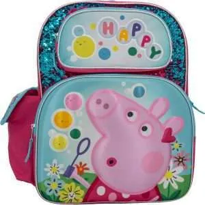 AI ACCESSORY INNOVATIONS Peppa Pig 16” Backpack, Girls Travel Bag Featuring Flip Sequins & 3D Molded Satin Front Zip Pocket, Pink - 1