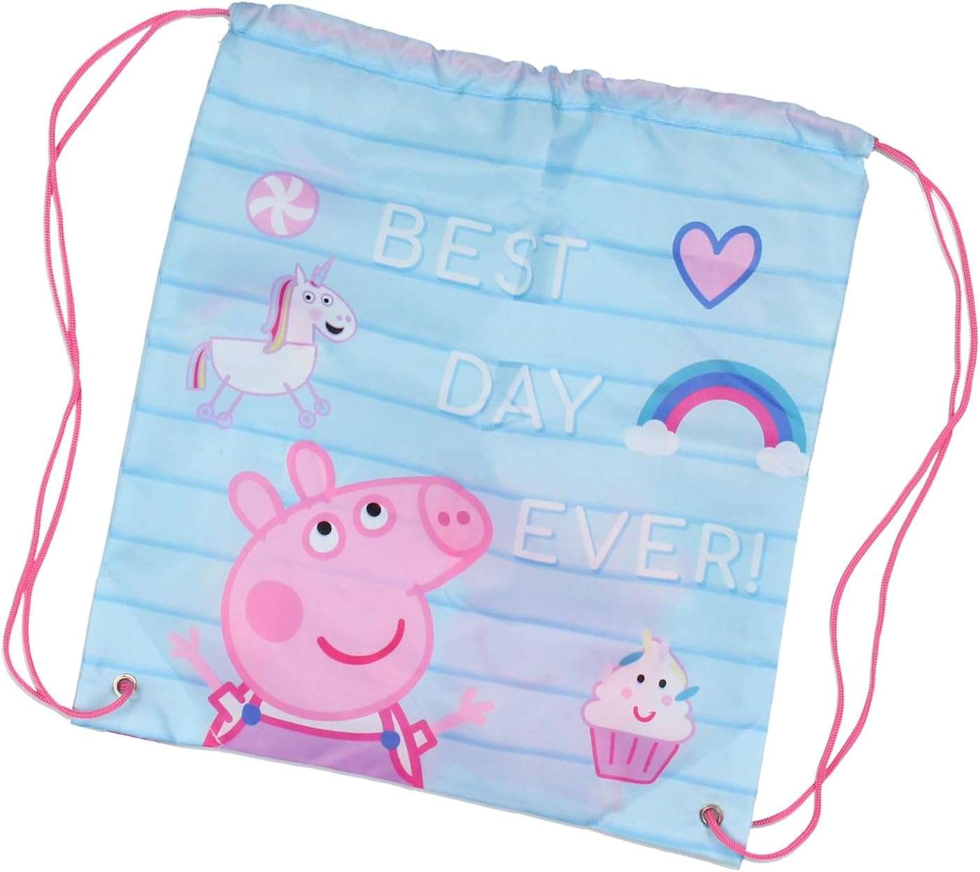 Peppa Pig Backpack Kids School Travel Backpack Set With Lunch Box, Drawstring Bag, Pencil Case, and Rubber Molded Keychain - 4