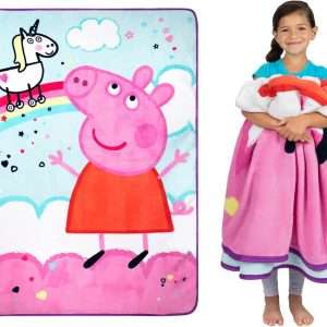 Franco Kids Bedding Super Soft Plush Micro Raschel Blanket, 62 in x 90 in, Peppa Pig - 1