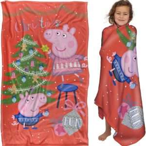 LOGOVISION Peppa Pig Blanket Christmas Fun Kids Silky Touch Blanket, 36 x 58 - 1