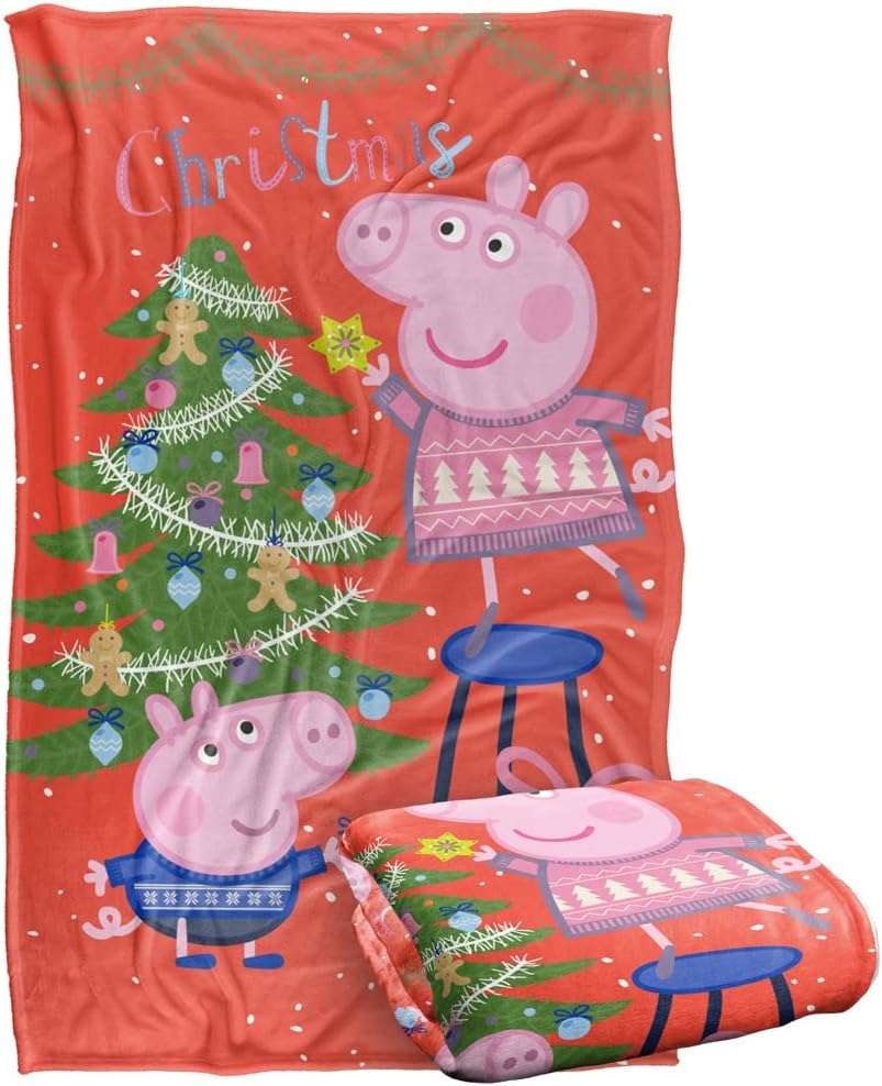 LOGOVISION Peppa Pig Blanket Christmas Fun Kids Silky Touch Blanket, 36 x 58 - 2