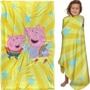 LOGOVISION Peppa Pig High Five Peppa and George Kids Silky Touch Blanket, 36 x 58 - 1