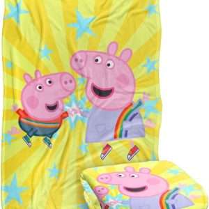 LOGOVISION Peppa Pig High Five Peppa and George Kids Silky Touch Blanket, 36 x 58 - 2