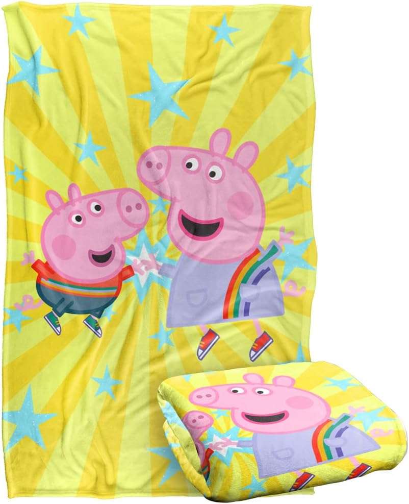 LOGOVISION Peppa Pig High Five Peppa and George Kids Silky Touch Blanket, 36 x 58 - 2
