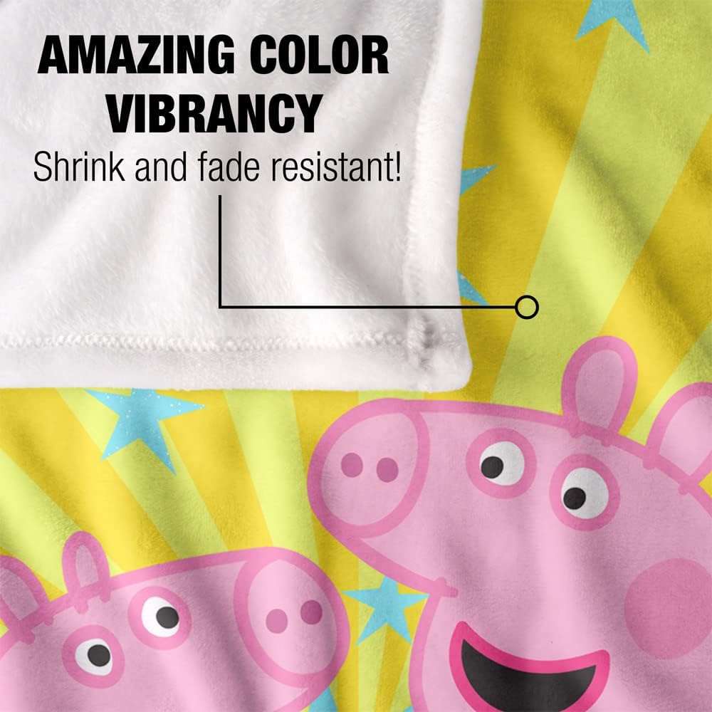 LOGOVISION Peppa Pig High Five Peppa and George Kids Silky Touch Blanket, 36 x 58 - 4
