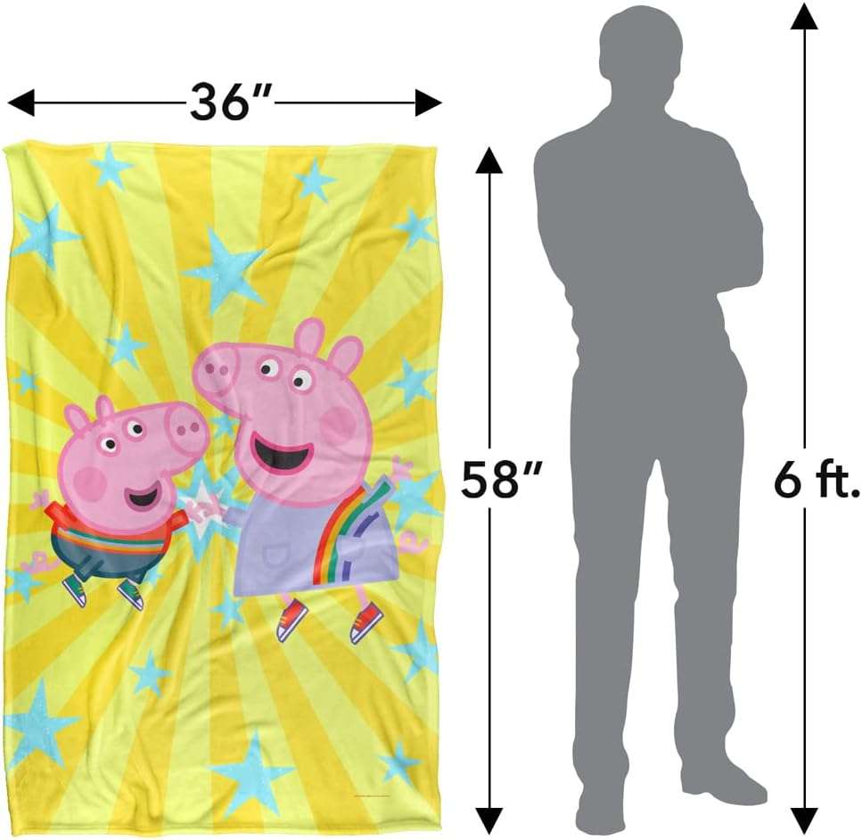 LOGOVISION Peppa Pig High Five Peppa and George Kids Silky Touch Blanket, 36 x 58 - 5