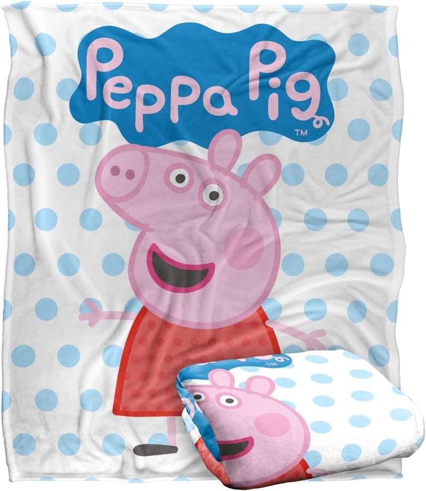 LOGOVISION Peppa Pig Kids Silky Touch Blanket, 50x60 Peppa and Logo - 1