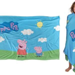 LOGOVISION Peppa Pig Peppa and George Sunny Day Kids Silky Touch Blanket, 36 x 58 - 1