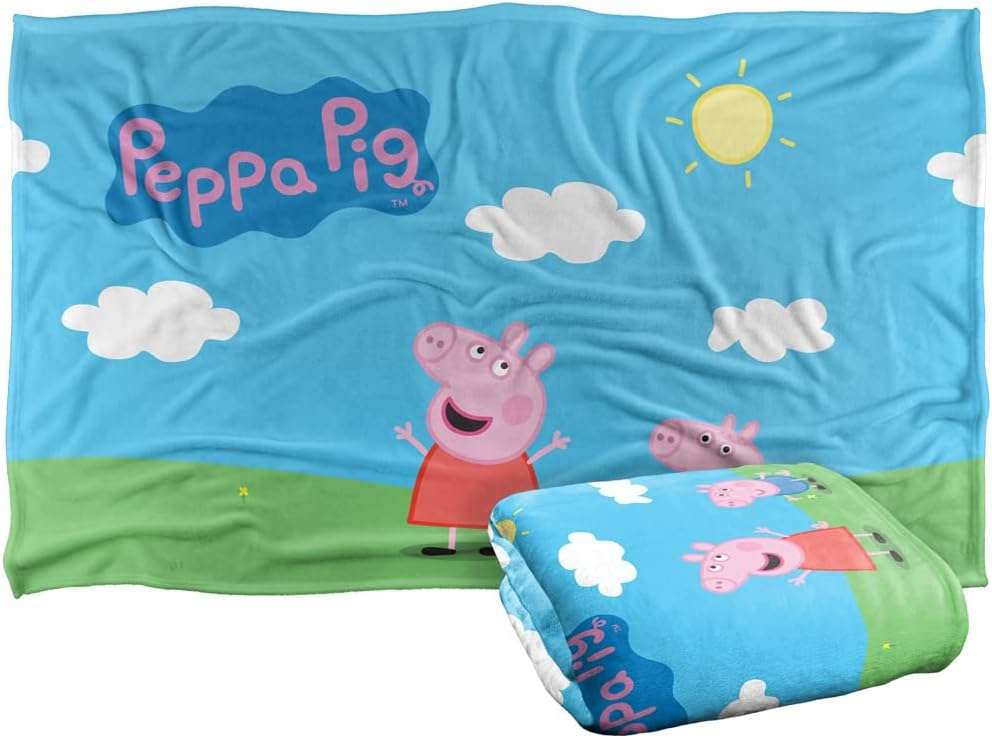 LOGOVISION Peppa Pig Peppa and George Sunny Day Kids Silky Touch Blanket, 36 x 58 - 2