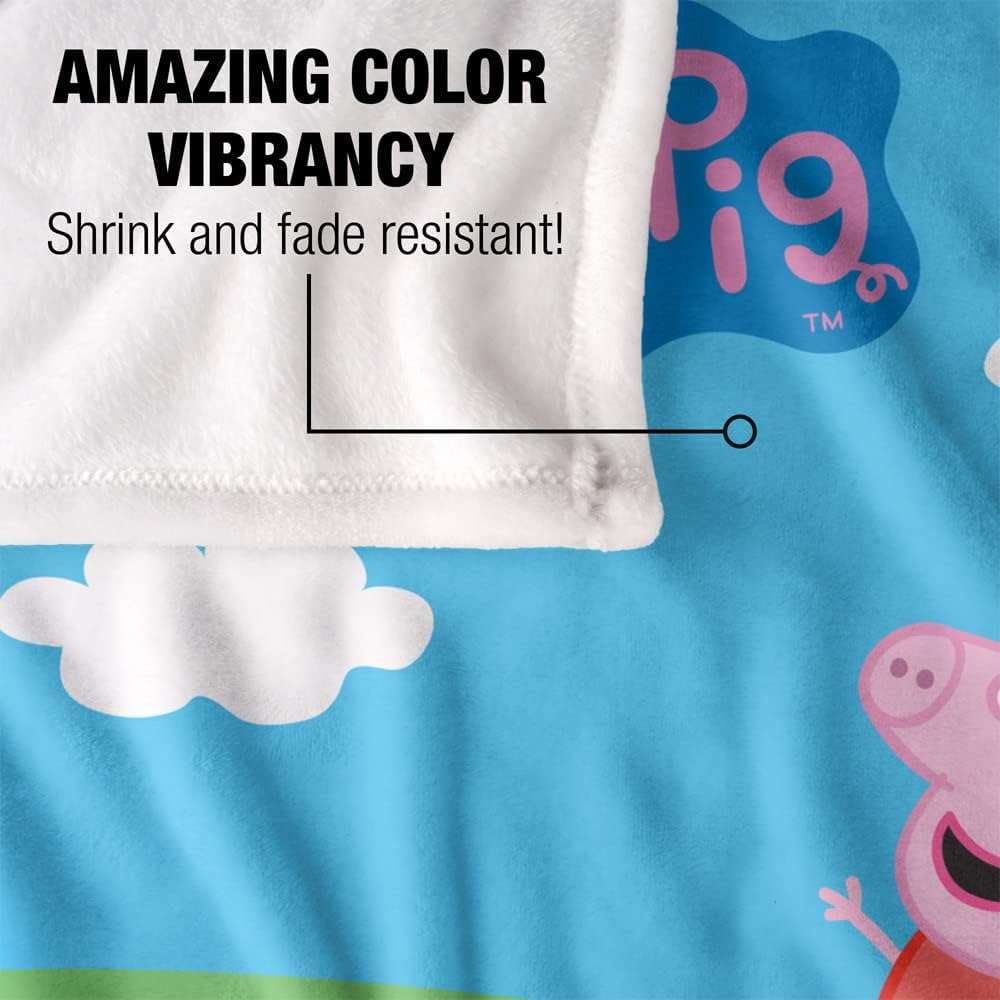 LOGOVISION Peppa Pig Peppa and George Sunny Day Kids Silky Touch Blanket, 36 x 58 - 4