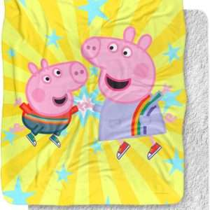 Peppa Pig Blanket, 50x60 High Five Peppa and George Silky Touch Sherpa Back Super Soft Throw Blanket - 1
