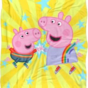 Peppa Pig Blanket, 50x60 High Five Peppa and George Silky Touch Sherpa Back Super Soft Throw Blanket - 2