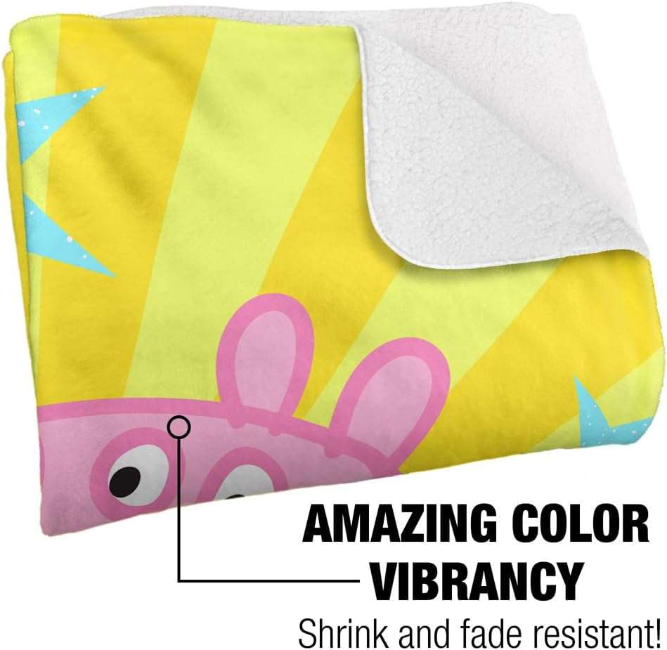 Peppa Pig Blanket, 50x60 High Five Peppa and George Silky Touch Sherpa Back Super Soft Throw Blanket - 3