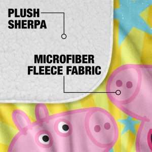 Peppa Pig Blanket, 50x60 High Five Peppa and George Silky Touch Sherpa Back Super Soft Throw Blanket - 4