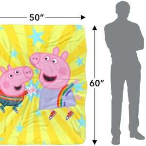 Peppa Pig Blanket, 50x60 High Five Peppa and George Silky Touch Sherpa Back Super Soft Throw Blanket - 5