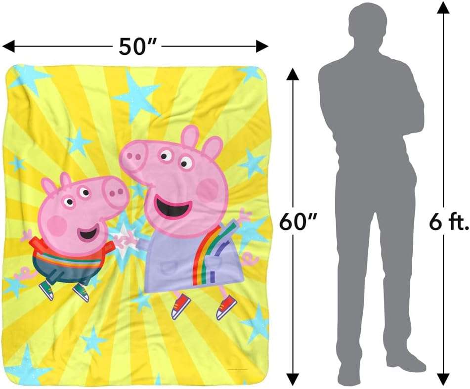 Peppa Pig Blanket, 50x60 High Five Peppa and George Silky Touch Sherpa Back Super Soft Throw Blanket - 5