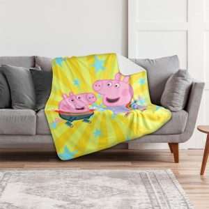 Peppa Pig Blanket, 50x60 High Five Peppa and George Silky Touch Sherpa Back Super Soft Throw Blanket - 6