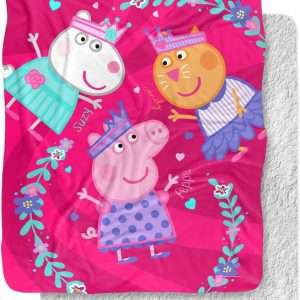 Peppa Pig Blanket, 50x60 Peppa Suzy Candy Friends Silky Touch Sherpa Back Super Soft Throw Blanket - 1