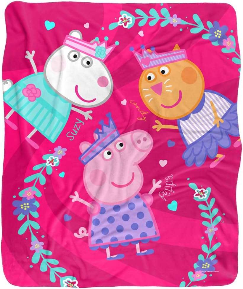Peppa Pig Blanket, 50x60 Peppa Suzy Candy Friends Silky Touch Sherpa Back Super Soft Throw Blanket - 2