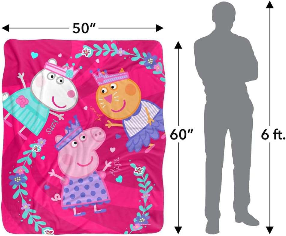 Peppa Pig Blanket, 50x60 Peppa Suzy Candy Friends Silky Touch Sherpa Back Super Soft Throw Blanket - 5