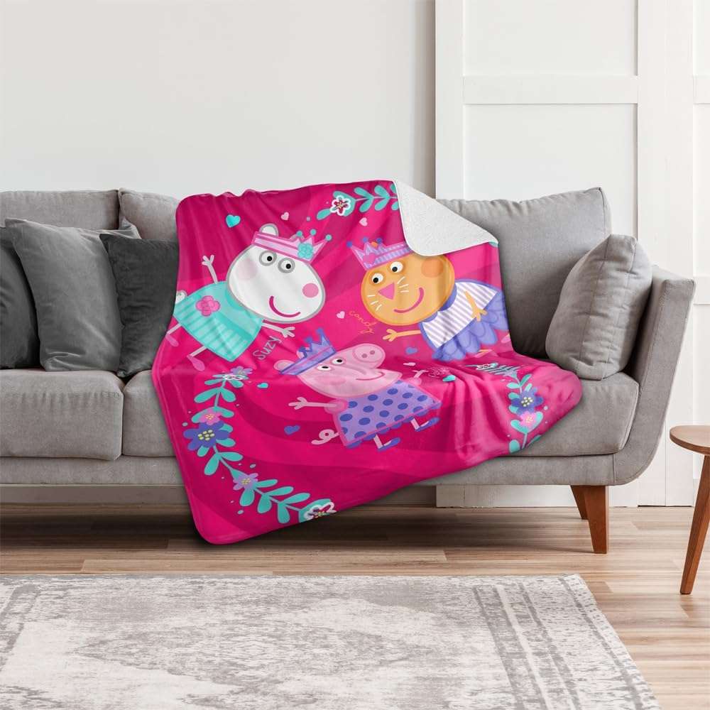 Peppa Pig Blanket, 50x60 Peppa Suzy Candy Friends Silky Touch Sherpa Back Super Soft Throw Blanket - 6