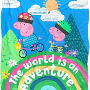 Peppa Pig Blanket, 50x60 World is an Adventure Peppa and George Silky Touch Sherpa Back Super Soft Throw Blanket - 2