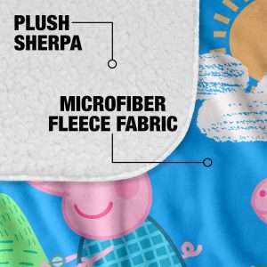 Peppa Pig Blanket, 50x60 World is an Adventure Peppa and George Silky Touch Sherpa Back Super Soft Throw Blanket - 4
